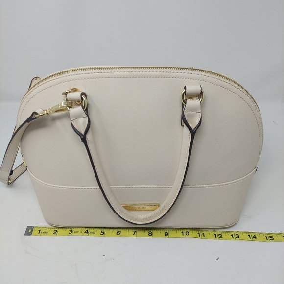 Anne Klein Shimmer Down Dome Satchel Off White Double Handle Handbag Crossbody - Picture 13 of 15
